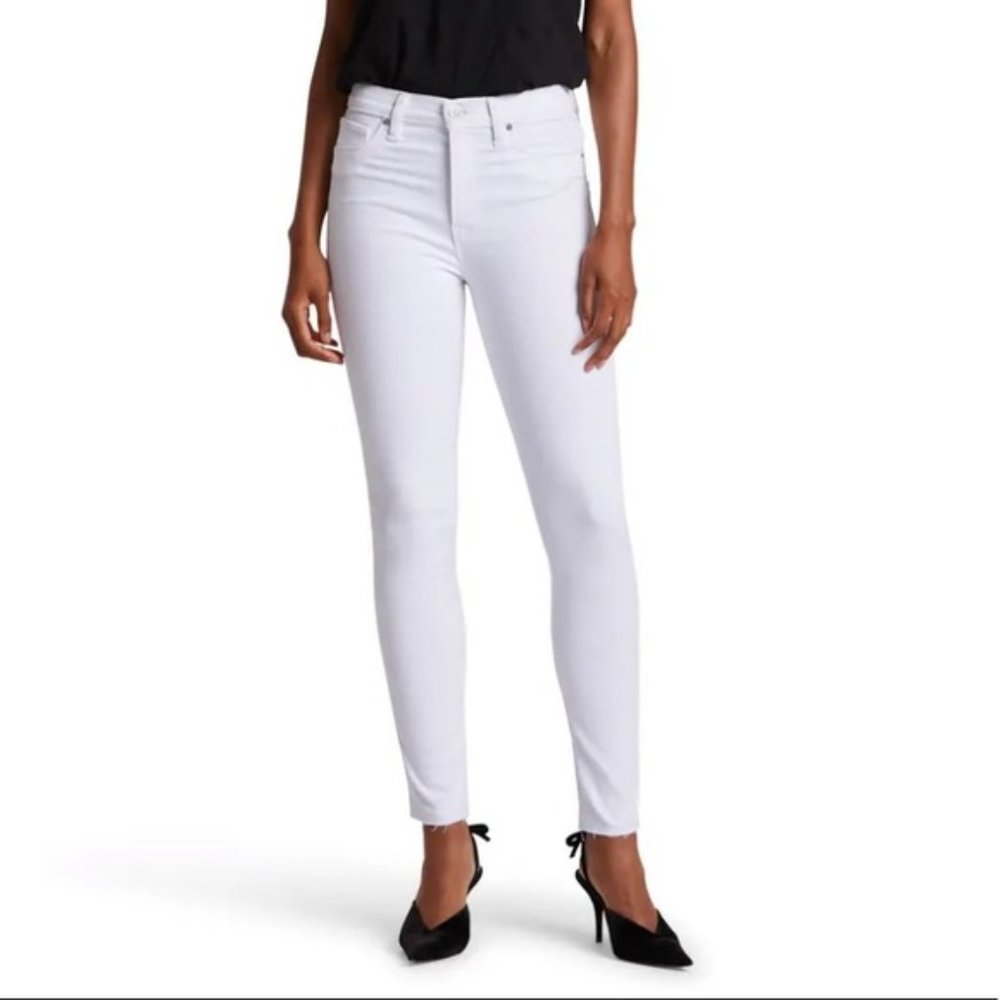 Hudson Barbara Super Skinny Ankle, White with Raw Hem, 29x28, NWT, $198 MSRP